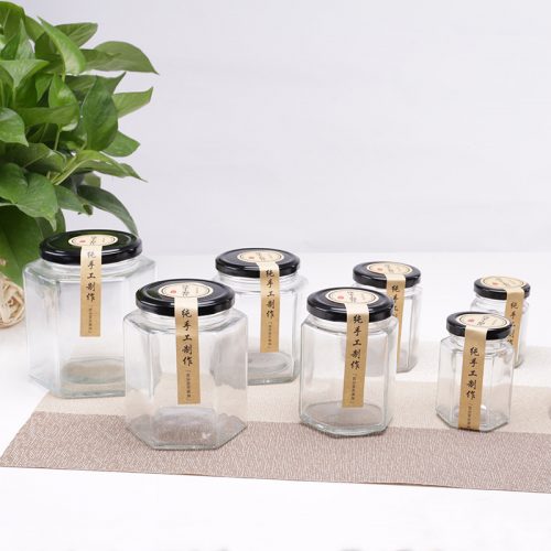 六角形のガラスジャムの瓶 CTP- Kitchen storage container-32