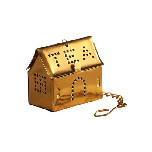 304 ステンレスメッキ金小さな家型茶こし 加厚型泡茶器