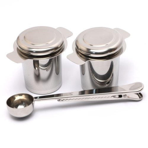 304 ステンレス蓋付き両耳茶こし 茶杓セット