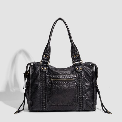 フレンチレトロウォッシュドバイカートートバッグ