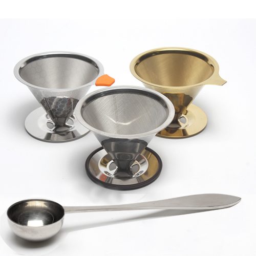 304 ステンレス二重層コーヒーフィルター アメリカン型スプーン付き