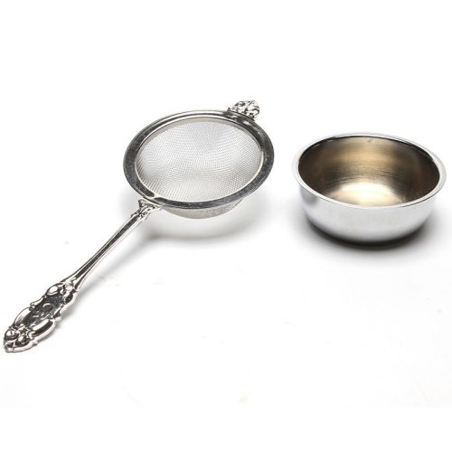 304 ステンレス金メッキ 花縁ロングハンドル茶こし