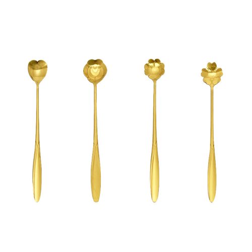 ステンレス 花柄長柄スプーン