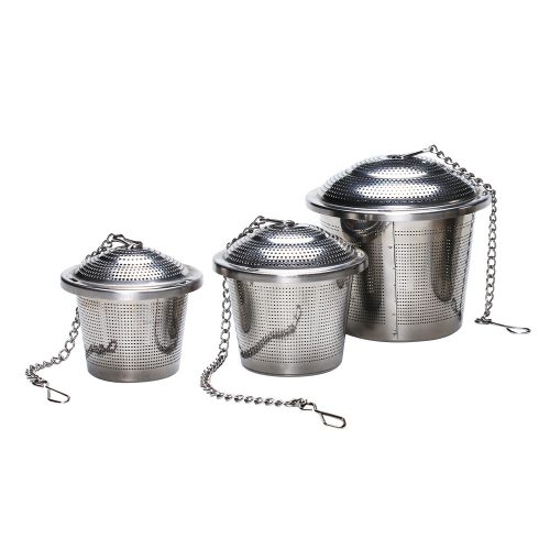 304 ステンレス 蓋付チェーン 茶桶型 茶こし