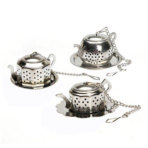 304 ステンレス製 丸型ポット茶漉し 円錐蓋付き