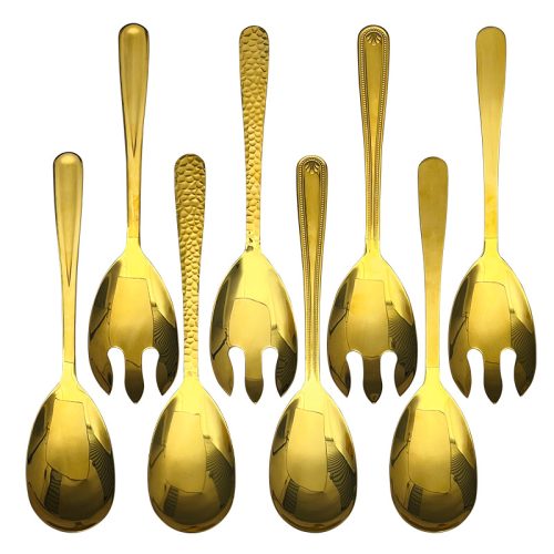 ゴールドステンレスサラダスプーンフォーク