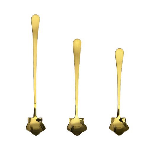 304 ステンレス 金メッキ星型デザートスプーン