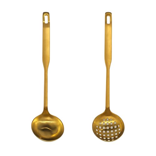 304 ステンレス ゴールドしゃぶしゃぶレードル & ザル