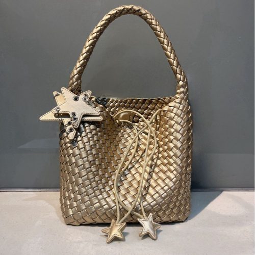 手編み編み込みミニトートバッグ レディース