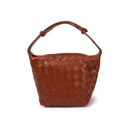 手編み編み込みレトロバケツバッグ レディース