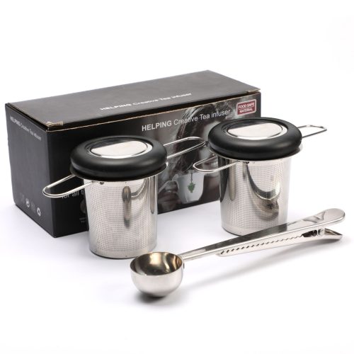 304 ステンレス折りたたみ両耳茶こし 茶杓セット