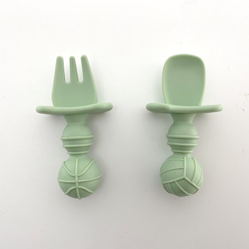 シリコン製ベビー短柄フォークスプーンセット