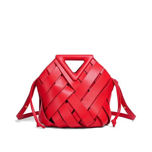 手編み透かし三角マグネットバケツバッグ